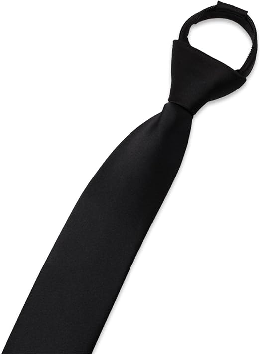 Aurya Boys' Solid Color Zipper Tie 15 inch/19 inch Polyester Satin Zipper Neckties
